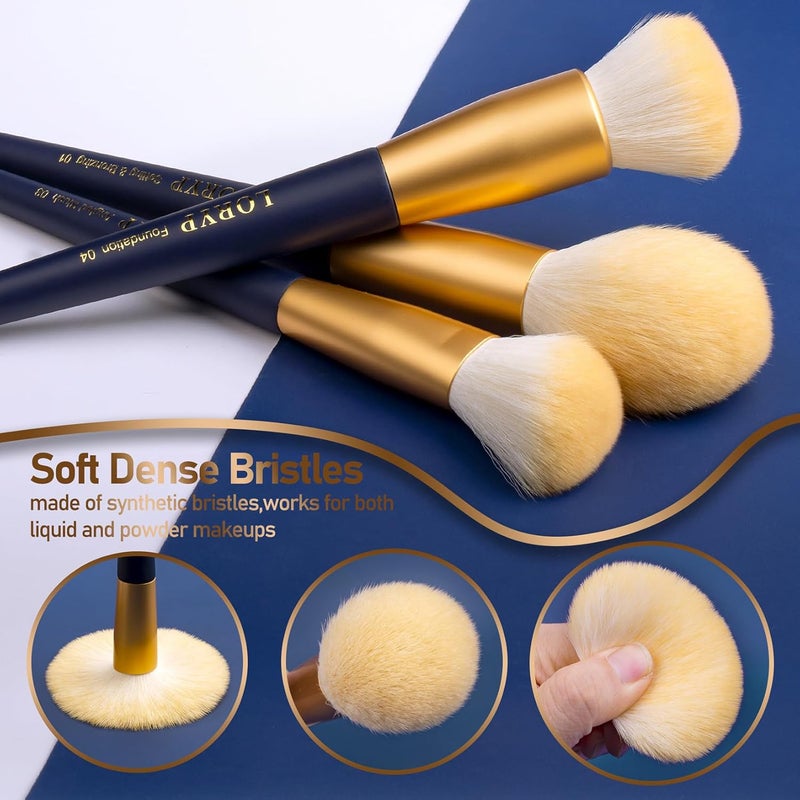 LORYP Makeup Brushes Set Labeled 18 Piece Face and Eye Brush Set Ultra soft hair Foundation, Concealer, Blush, Contour, Blending, Eyeshadow Blue Brush kit - Image 4